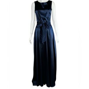 DÉSIR Elegant Romantic Navy Blue soft Satin Evening Gown G#6
